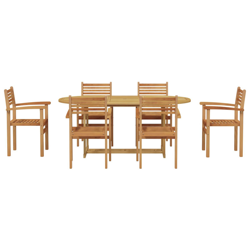 Zestaw do jadalni w ogrodzie 7 pcs Brązowy Lite drewno teakowe