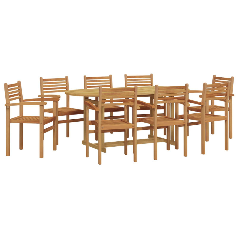 Zestaw do jadalni w ogrodzie 9 pcs Brązowy Lite drewno teakowe