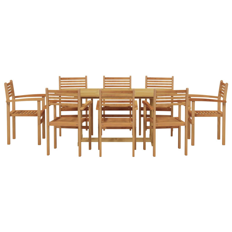 Zestaw do jadalni w ogrodzie 9 pcs Brązowy Lite drewno teakowe