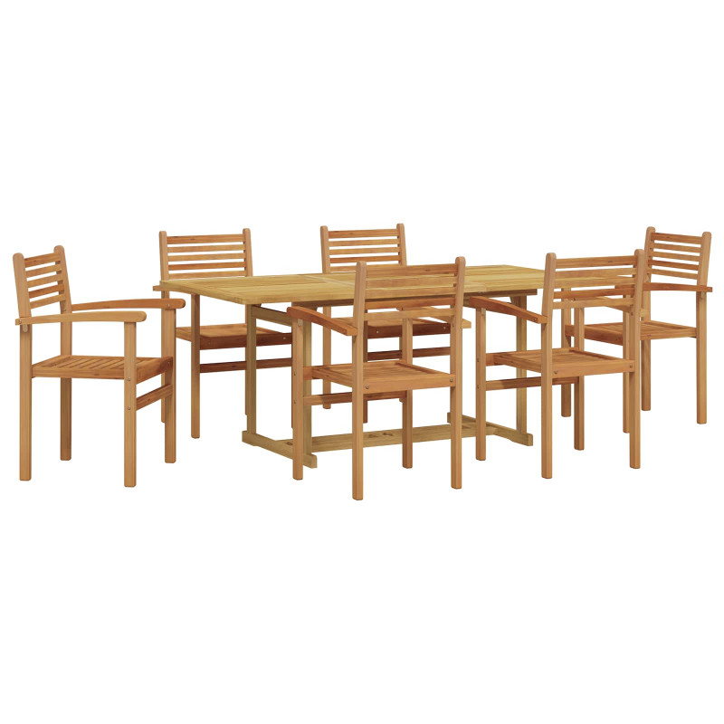Zestaw do jadalni w ogrodzie 7 pcs Brązowy Lite drewno teakowe