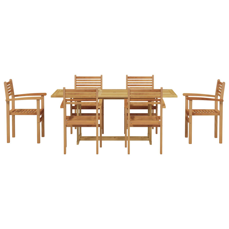 Zestaw do jadalni w ogrodzie 7 pcs Brązowy Lite drewno teakowe