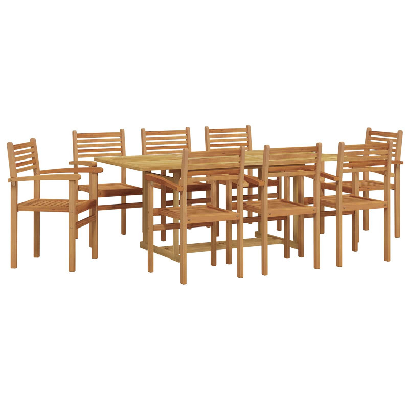 Zestaw do jadalni w ogrodzie 9 pcs Brązowy Lite drewno teakowe