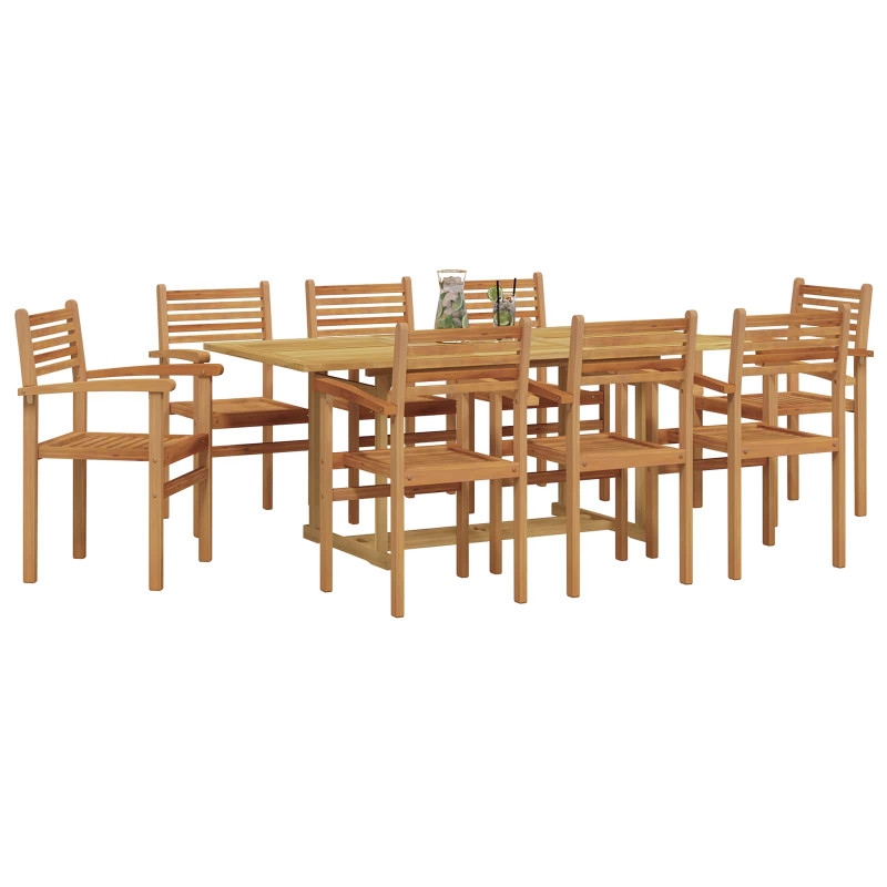 Zestaw do jadalni w ogrodzie 9 pcs Brązowy Lite drewno teakowe