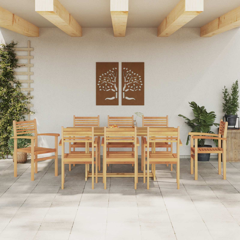 Zestaw do jadalni w ogrodzie 9 pcs Brązowy Lite drewno teakowe
