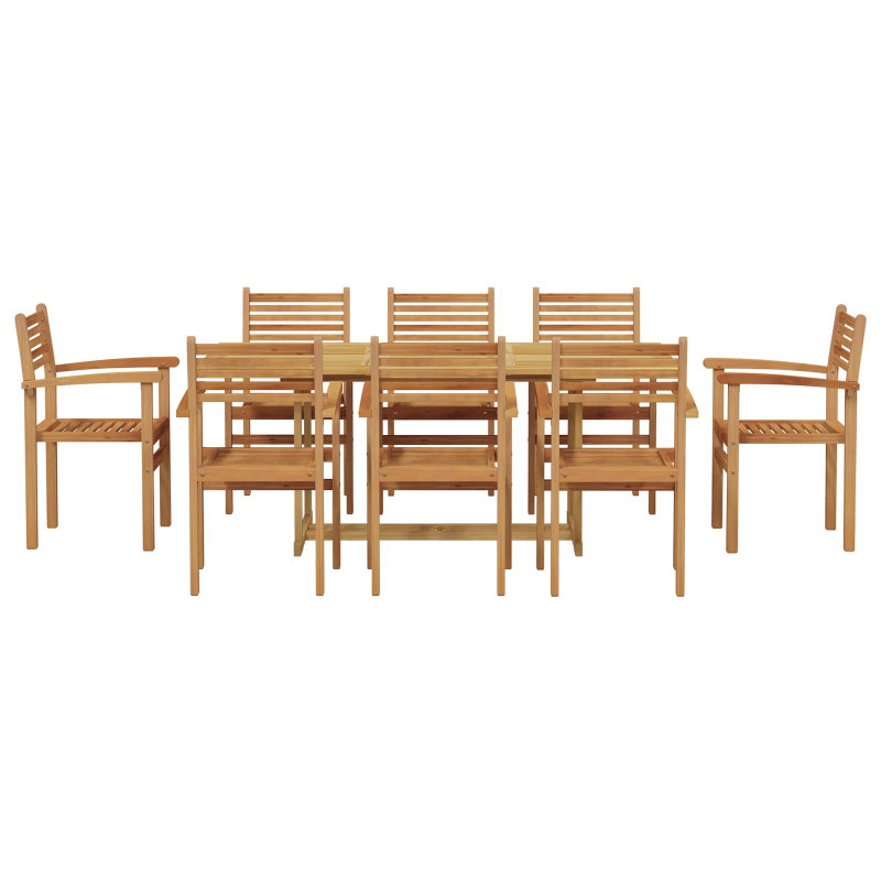 Zestaw do jadalni w ogrodzie 9 pcs Brązowy Lite drewno teakowe