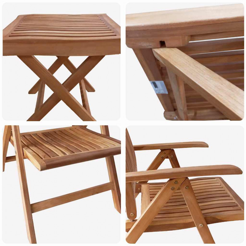 Zestaw do jadalni w ogrodzie 4 pcs Brązowy Lite drewno teakowe