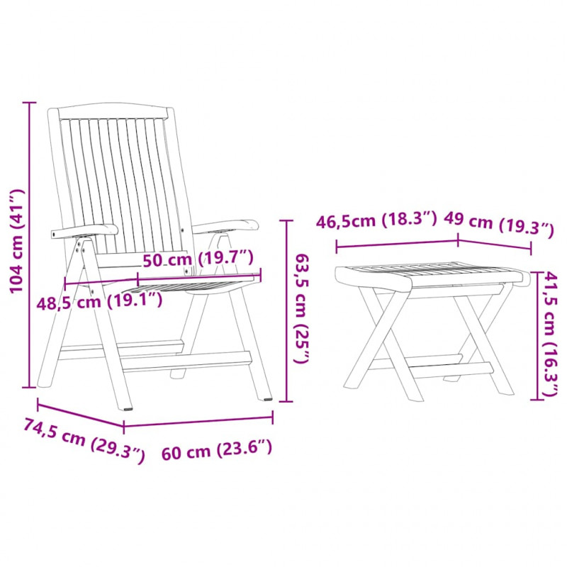 Zestaw do jadalni w ogrodzie 4 pcs Brązowy Lite drewno teakowe