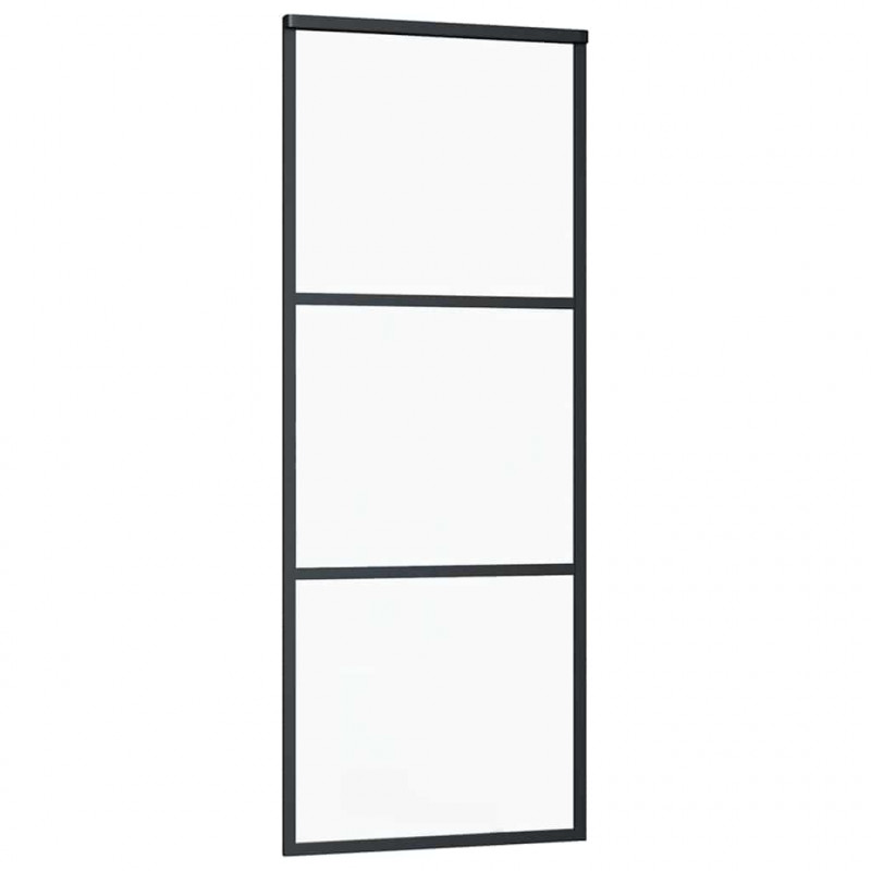 Drzwi przesuwne z zestawem okuć czarne 76x205 cm ESG szkło