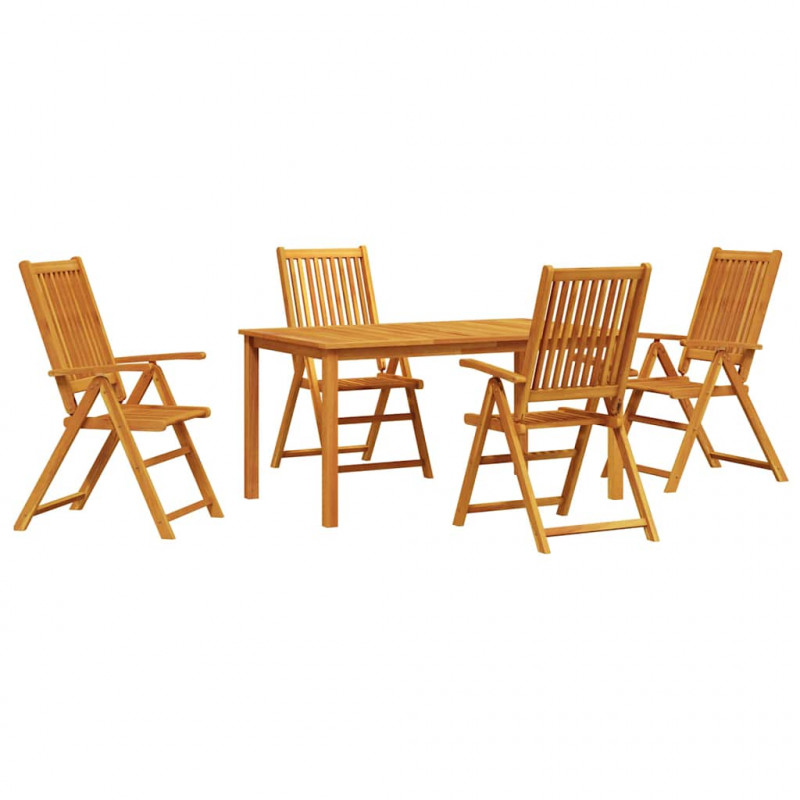Zestaw do jadalni w ogrodzie 5 pcs Brązowy Lite Drewno Akacji