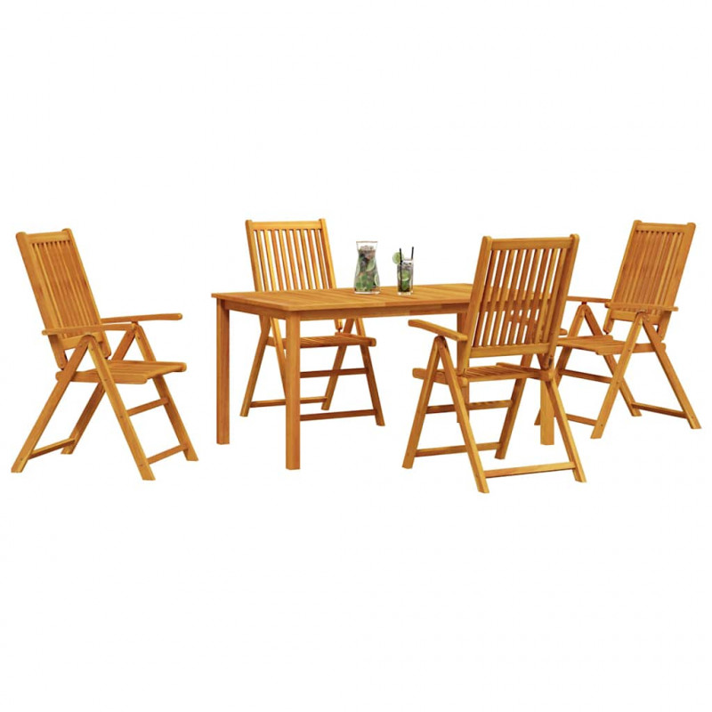 Zestaw do jadalni w ogrodzie 5 pcs Brązowy Lite Drewno Akacji