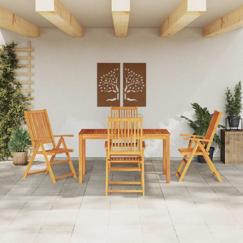 Zestaw do jadalni w ogrodzie 5 pcs Brązowy Lite Drewno Akacji
