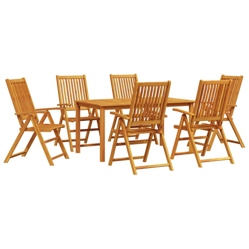 Zestaw do jadalni w ogrodzie 7 pcs Brązowy Lite Drewno Akacji
