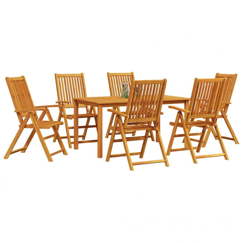 Zestaw do jadalni w ogrodzie 7 pcs Brązowy Lite Drewno Akacji
