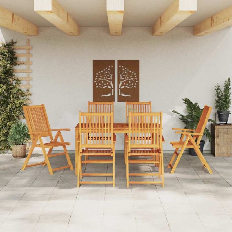Zestaw do jadalni w ogrodzie 7 pcs Brązowy Lite Drewno Akacji
