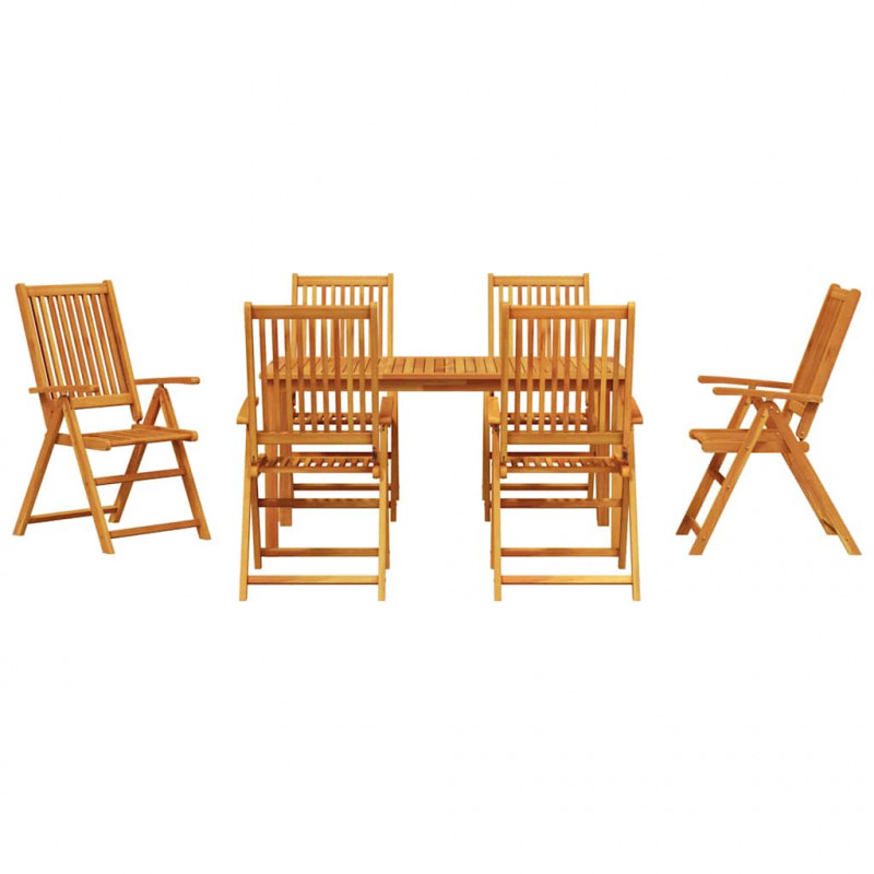 Zestaw do jadalni w ogrodzie 7 pcs Brązowy Lite Drewno Akacji
