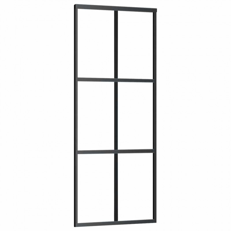 Drzwi przesuwne z zestawem okuć czarne 90x205 cm ESG szkło