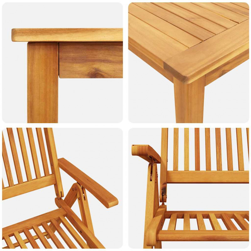 Zestaw do jadalni w ogrodzie 7 pcs Brązowy Lite Drewno Akacji