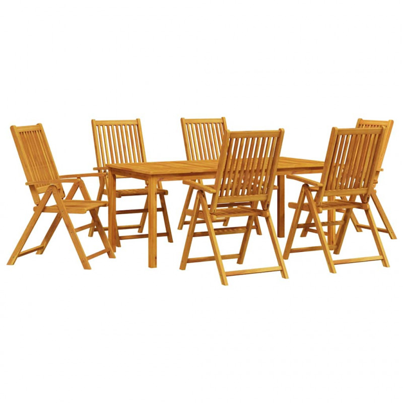 Zestaw do jadalni w ogrodzie 7 pcs Brązowy Lite Drewno Akacji
