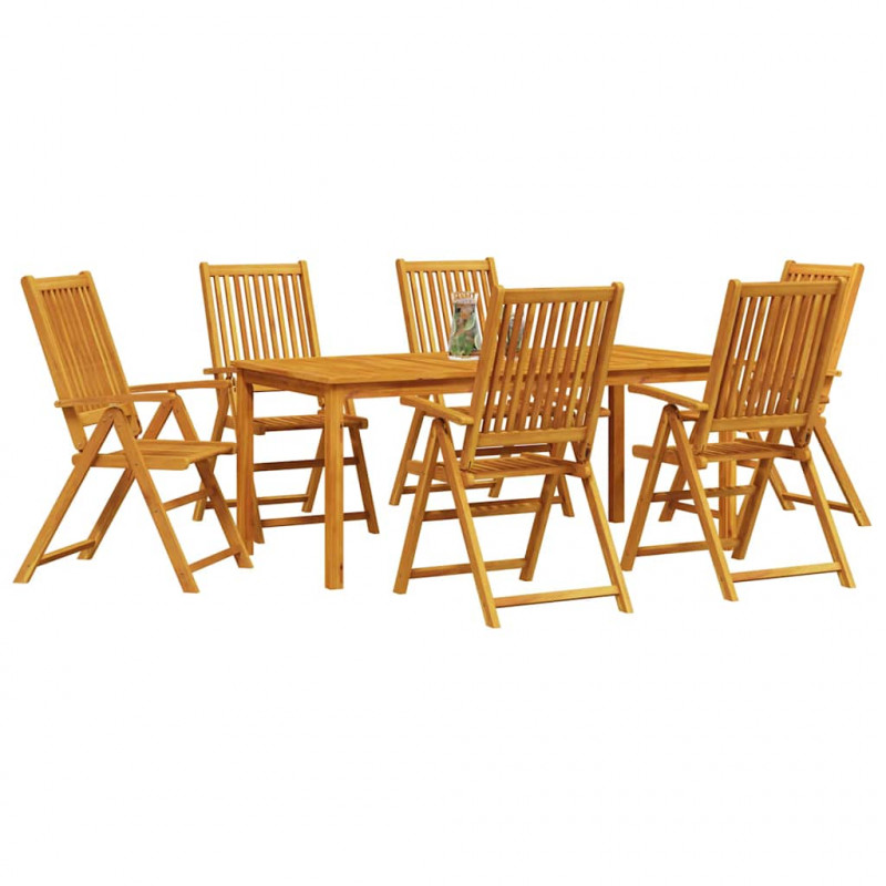 Zestaw do jadalni w ogrodzie 7 pcs Brązowy Lite Drewno Akacji