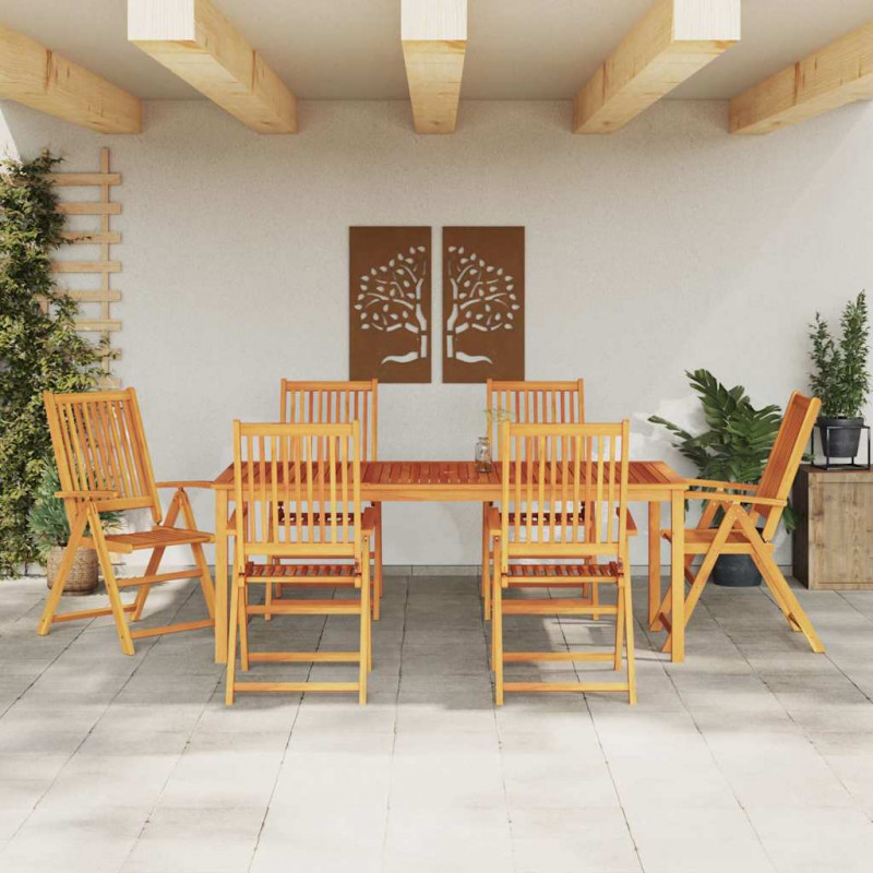 Zestaw do jadalni w ogrodzie 7 pcs Brązowy Lite Drewno Akacji