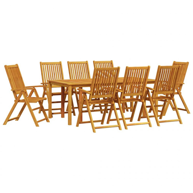 Zestaw do jadalni w ogrodzie 9 pcs Brązowy Lite Drewno Akacji