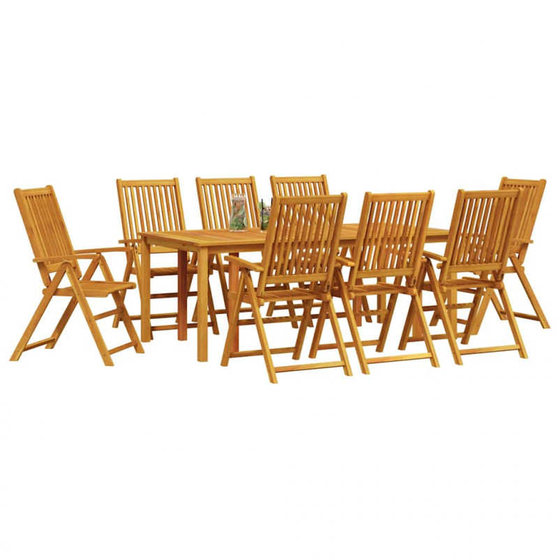 Zestaw do jadalni w ogrodzie 9 pcs Brązowy Lite Drewno Akacji