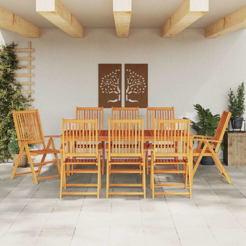 Zestaw do jadalni w ogrodzie 9 pcs Brązowy Lite Drewno Akacji