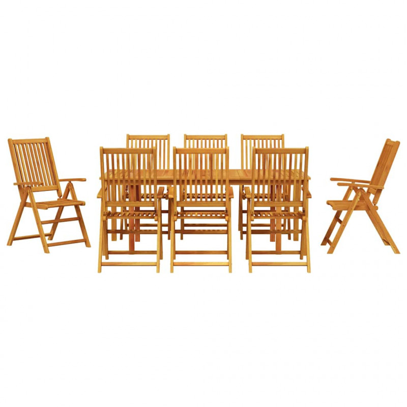 Zestaw do jadalni w ogrodzie 9 pcs Brązowy Lite Drewno Akacji
