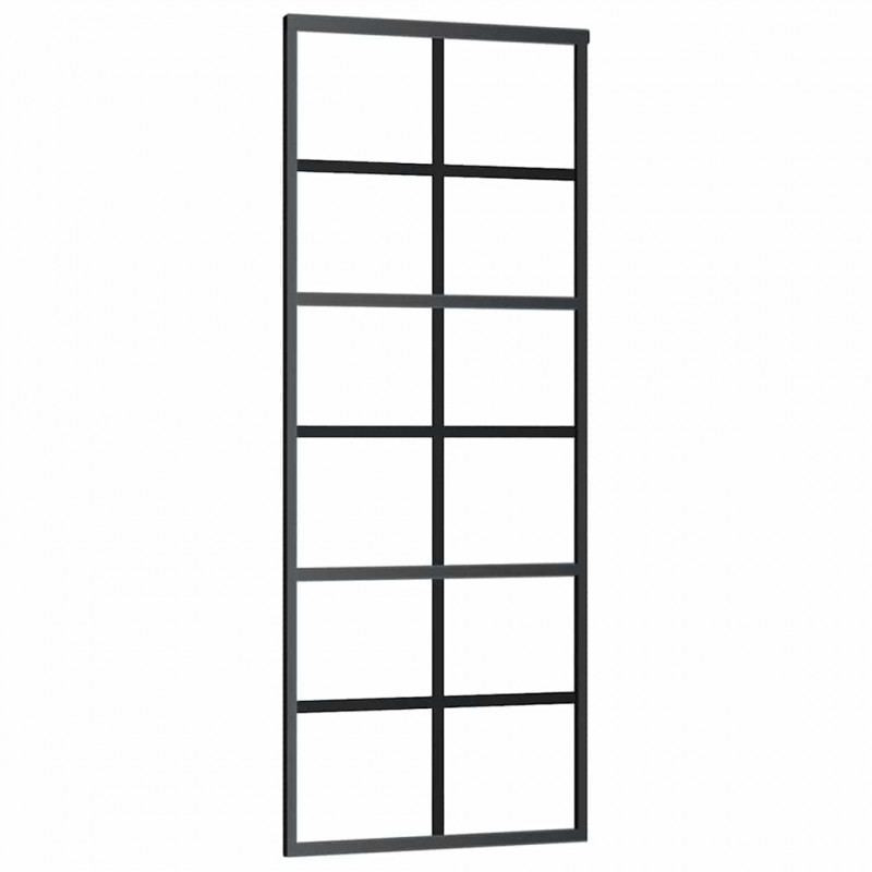 Drzwi przesuwne z zestawem okuć czarne 76x205 cm ESG szkło