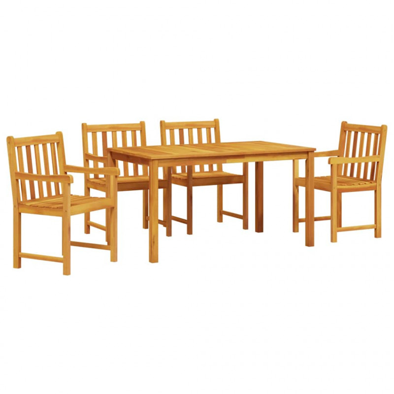 Zestaw do jadalni w ogrodzie 5 pcs Brązowy Lite Drewno Akacji