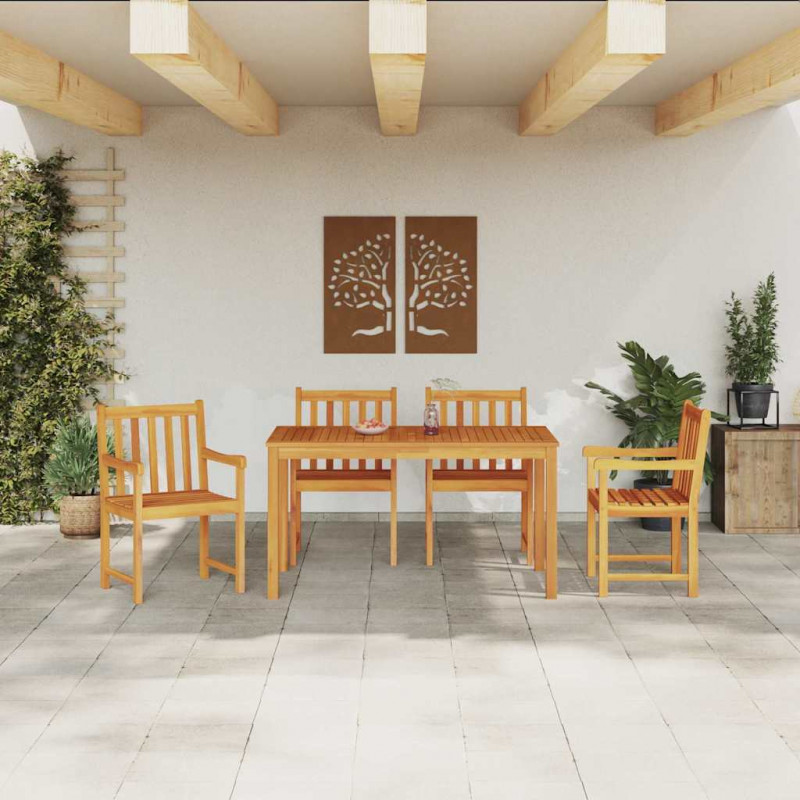Zestaw do jadalni w ogrodzie 5 pcs Brązowy Lite Drewno Akacji
