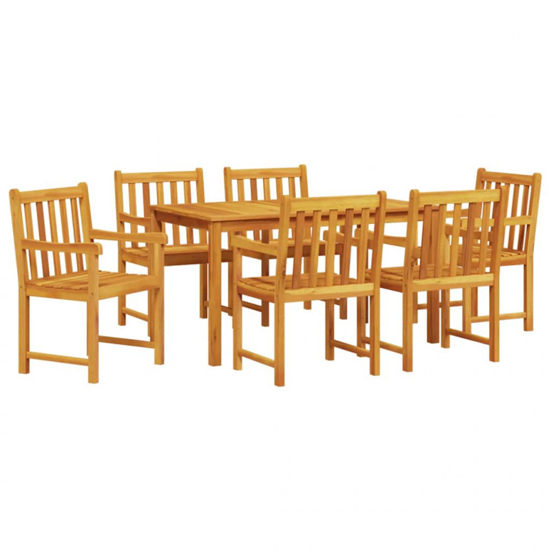 Zestaw do jadalni w ogrodzie 7 pcs Brązowy Lite Drewno Akacji