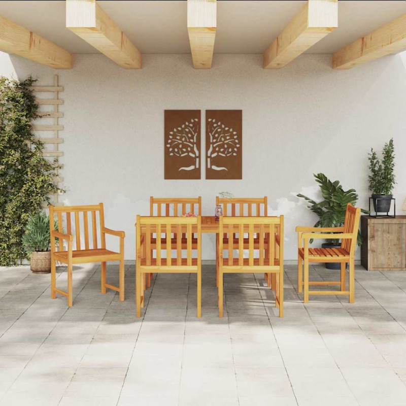 Zestaw do jadalni w ogrodzie 7 pcs Brązowy Lite Drewno Akacji