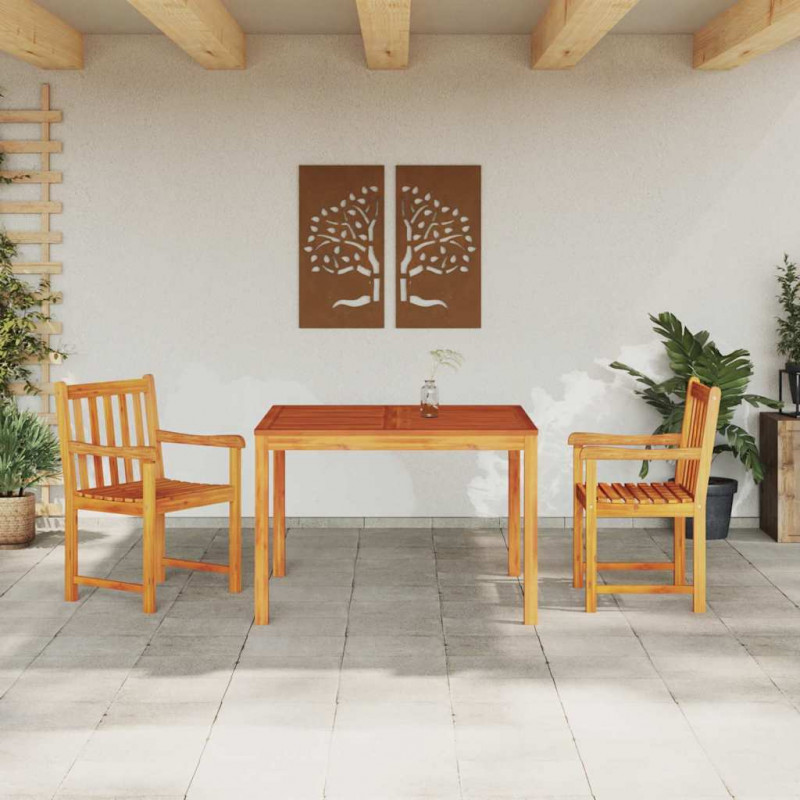 Zestaw do jadalni w ogrodzie 3 pcs Brązowy Lite drewno akacjowe