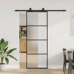 Drzwi przesuwne z zestawem okuć czarne 76x205 cm ESG szkło