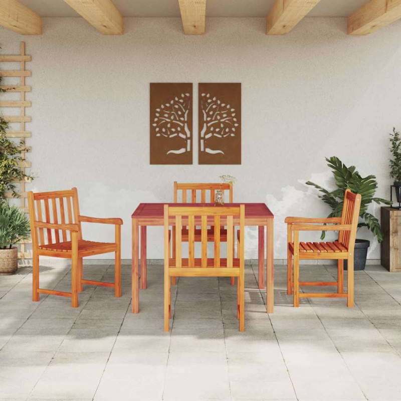 Zestaw do jadalni w ogrodzie 5 pcs Brązowy Lite drewno akacjowe
