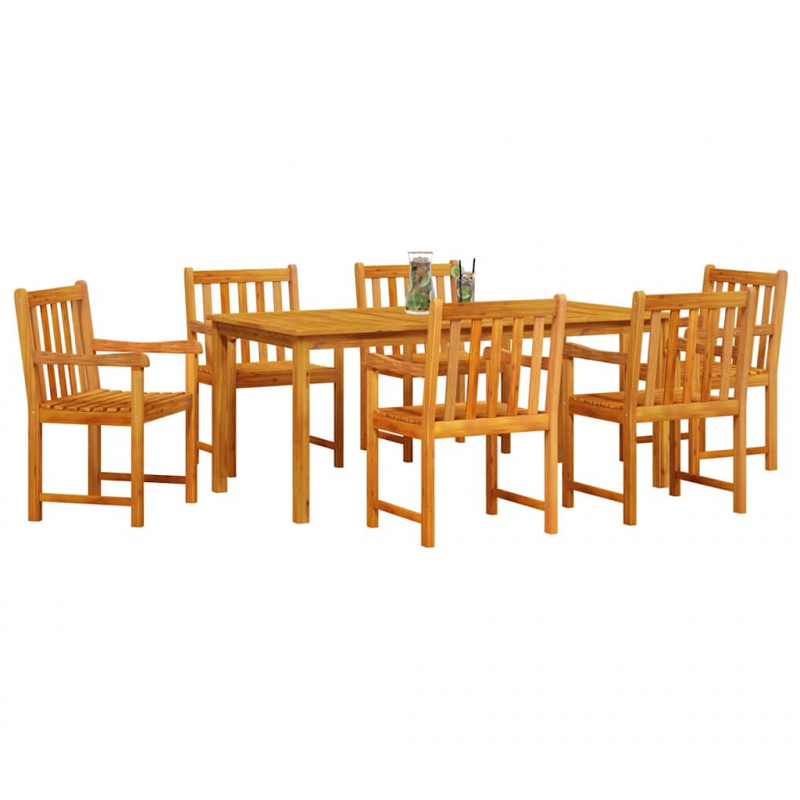 Zestaw do jadalni w ogrodzie 7 pcs Brązowy Lite Drewno Akacji