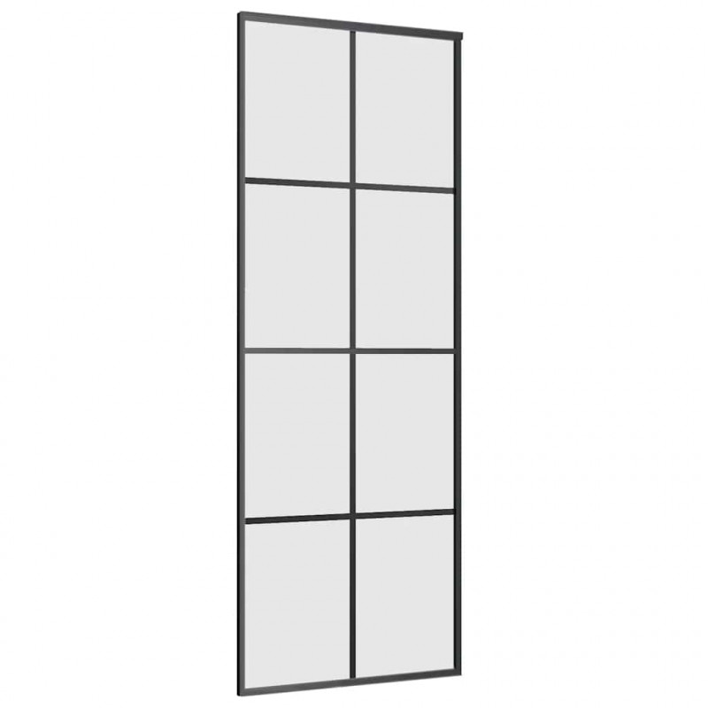 Drzwi przesuwne z zestawem okuć czarne 76x205 cm ESG szkło