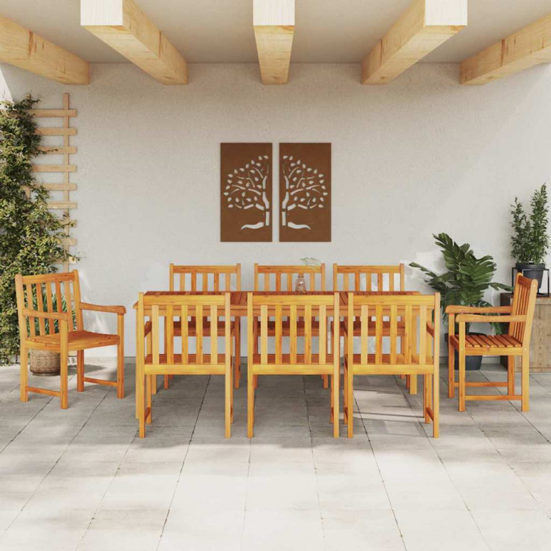 Zestaw do jadalni w ogrodzie 9 pcs Brązowy Lite Drewno Akacji