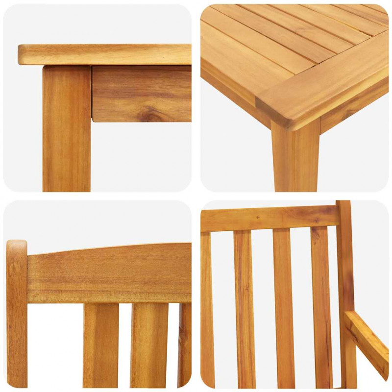 Zestaw do jadalni w ogrodzie 9 pcs Brązowy Lite Drewno Akacji