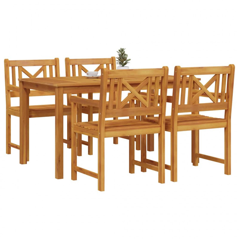 Zestaw do jadalni w ogrodzie 5 pcs Brązowy Lite Drewno Akacji
