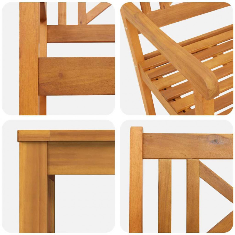 Zestaw do jadalni w ogrodzie 5 pcs Brązowy Lite Drewno Akacji