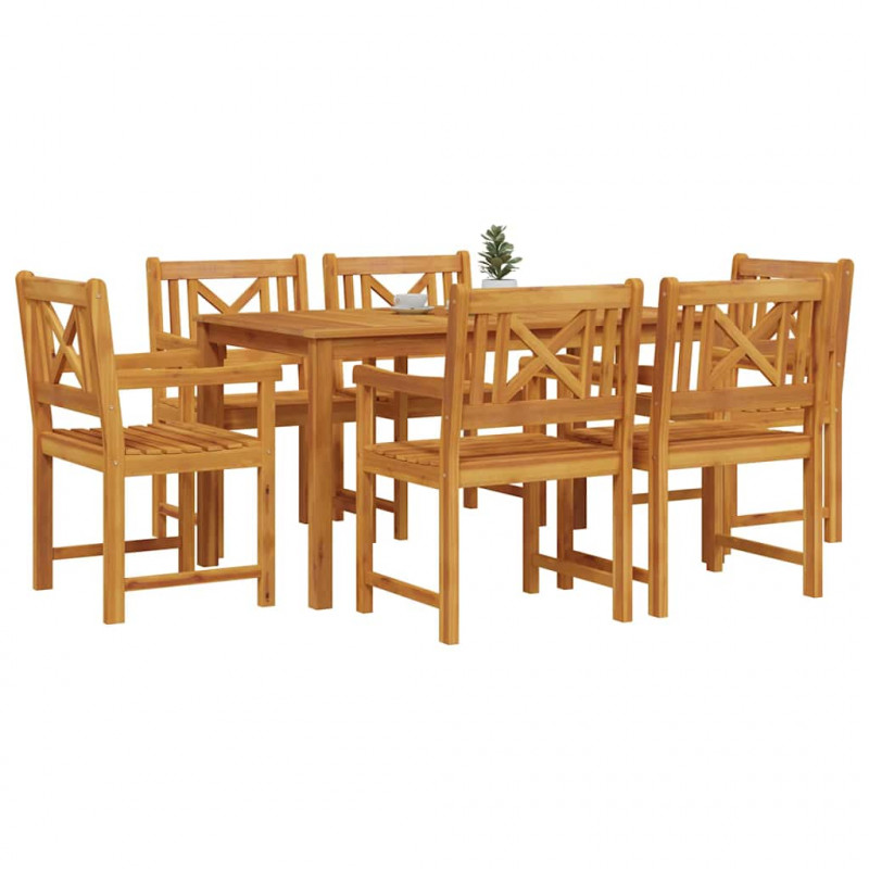 Zestaw do jadalni w ogrodzie 7 pcs Brązowy Lite Drewno Akacji