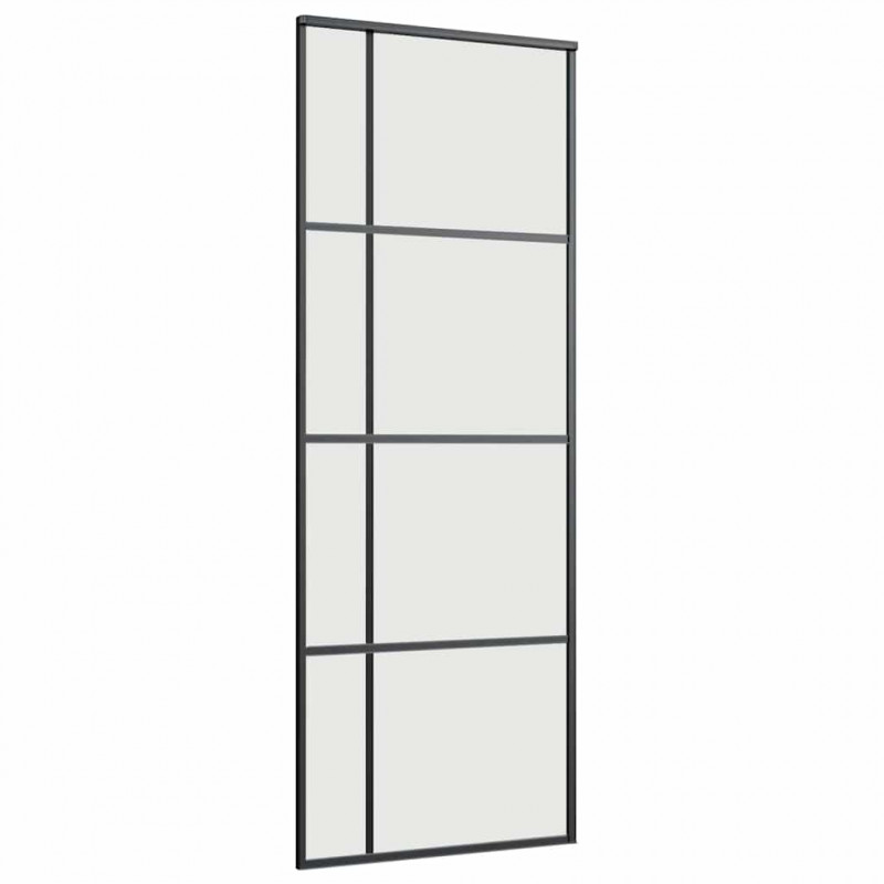 Drzwi przesuwne z zestawem okuć czarne 76x205 cm ESG szkło