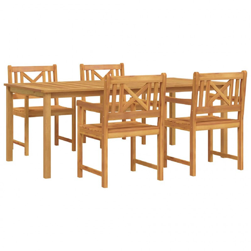 Zestaw do jadalni w ogrodzie 5 pcs Brązowy Lite Drewno Akacji