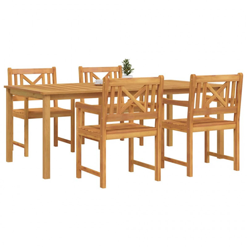 Zestaw do jadalni w ogrodzie 5 pcs Brązowy Lite Drewno Akacji