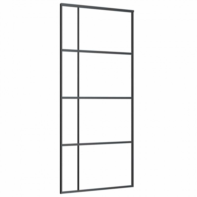 Drzwi przesuwne z zestawem okuć czarne 90x205 cm ESG szkło