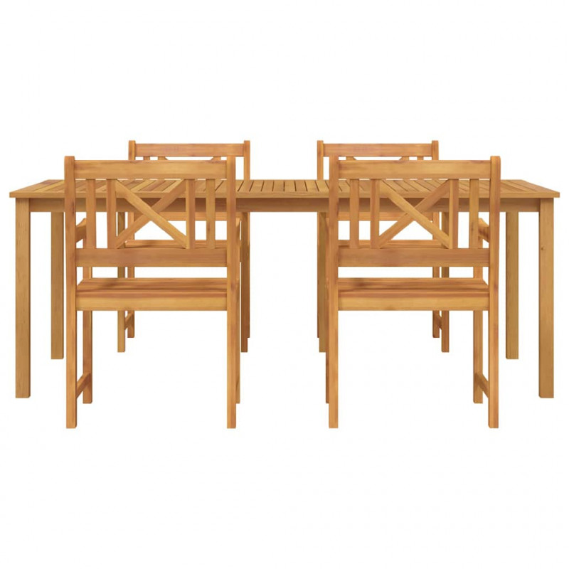 Zestaw do jadalni w ogrodzie 5 pcs Brązowy Lite Drewno Akacji