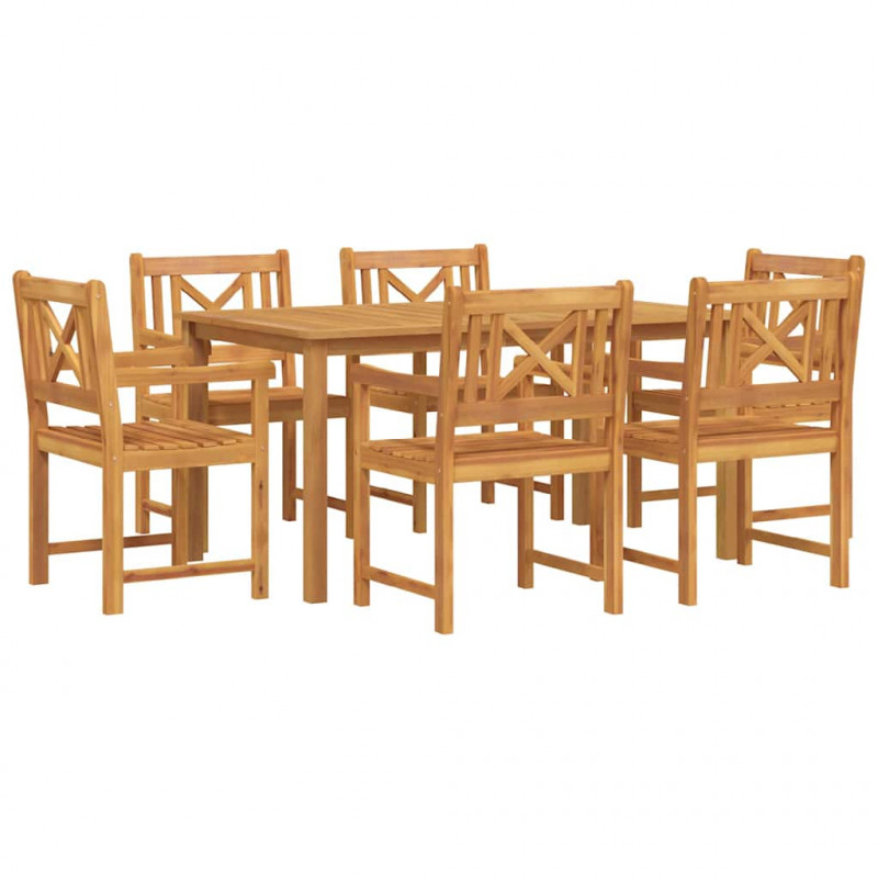 Zestaw do jadalni w ogrodzie 7 pcs Brązowy Lite Drewno Akacji