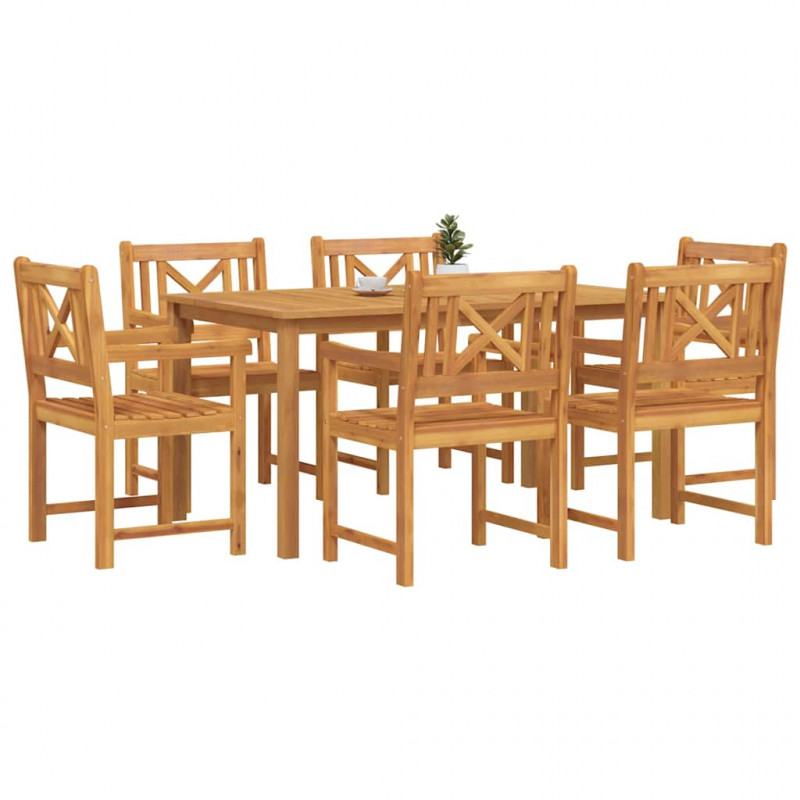 Zestaw do jadalni w ogrodzie 7 pcs Brązowy Lite Drewno Akacji